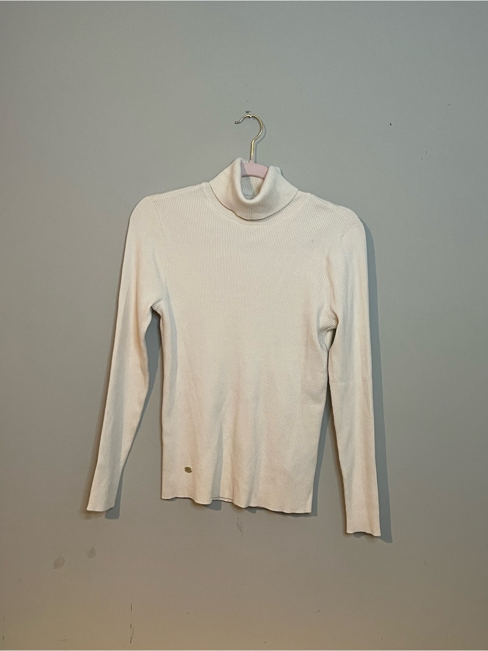 Ralph Lauren Cream Ribbed Turtleneck Sweater